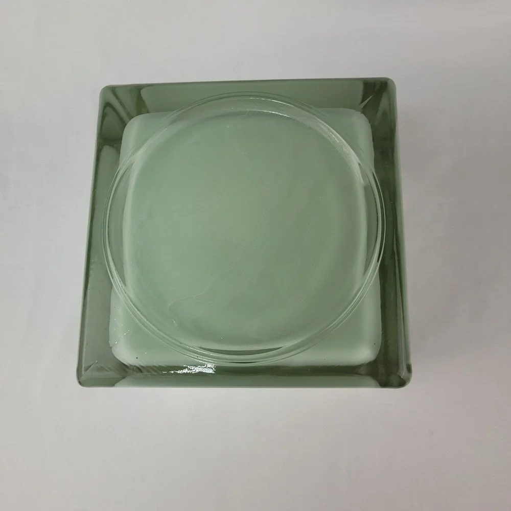 Modern Square Mint Green Frosted Glass Vase Double Walled Candle Holder 5